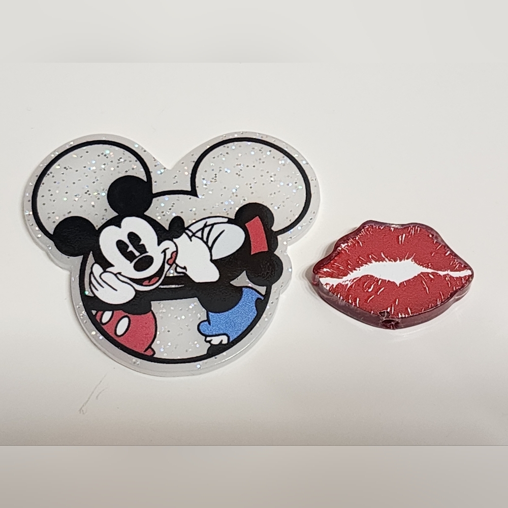Flatback Valentine Mouse Focal Beads Acrylic Badge Keychain Crafts Bag Clip